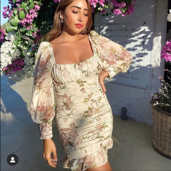 Zara Floral Print Draped Dress - Picture 5 of 16